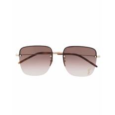 Saint Laurent Eyewear - SL 312 solglasögon med logotypplakett - dam - metall - 58 - Guldfärgad