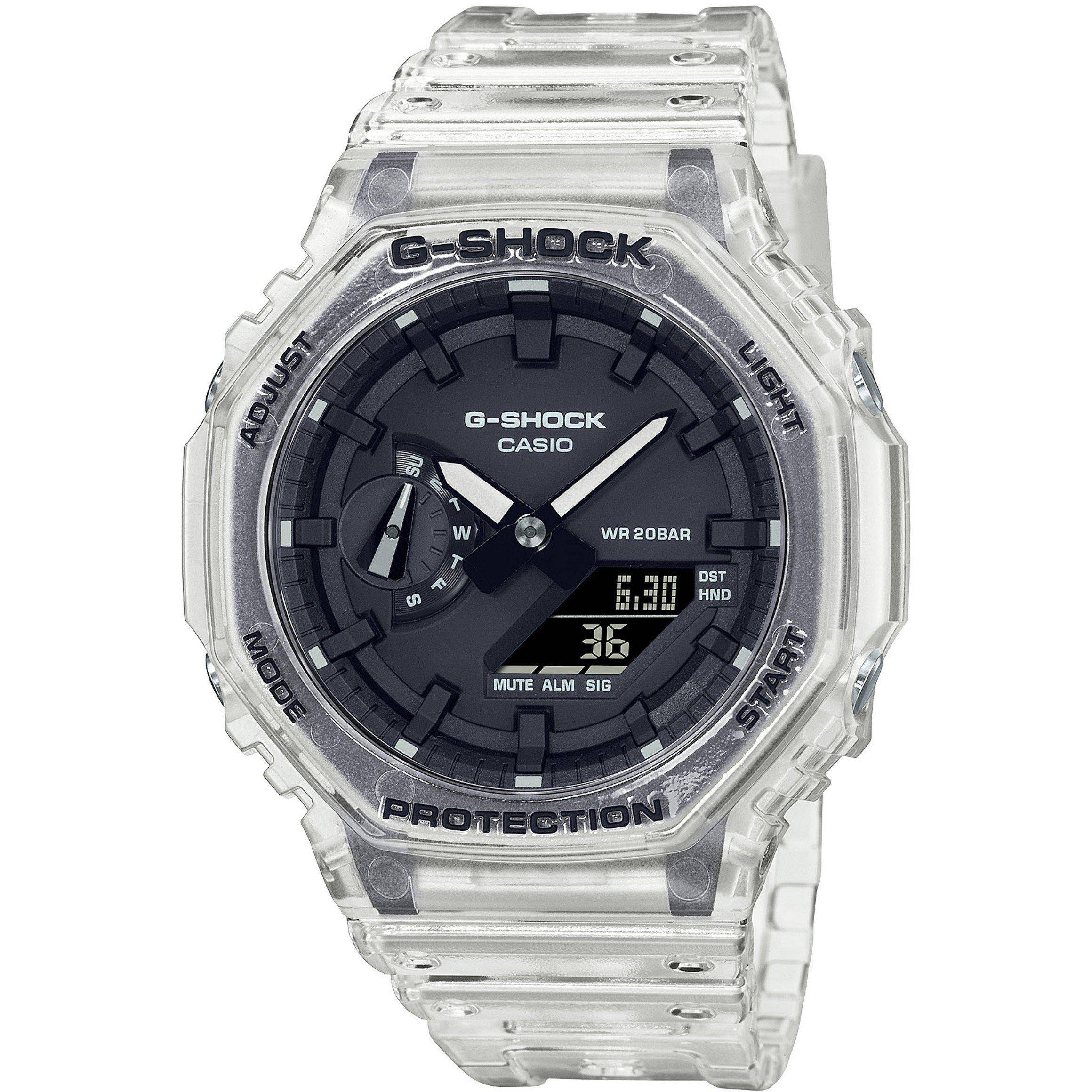 G Shock Ga-2100 Translucent Skeleton Octagonal Water Resistant Digital Watch