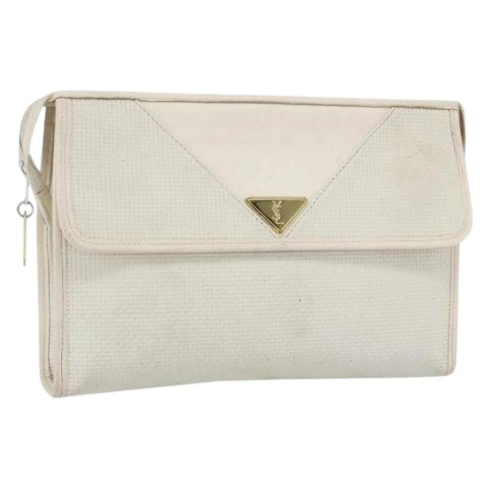 Saint Laurent Vintage Pre-owned Canvas Clutch - Vintage - Dame - Hvid - ONE SIZE -