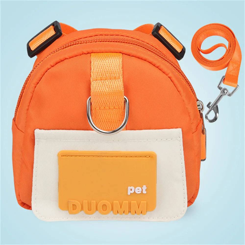 Dog Harness with Built-In Snack Bag | Adjustable Backpack Harness - Orange / M-advise 8-15kg / SPC (M-advise 8-15kg)