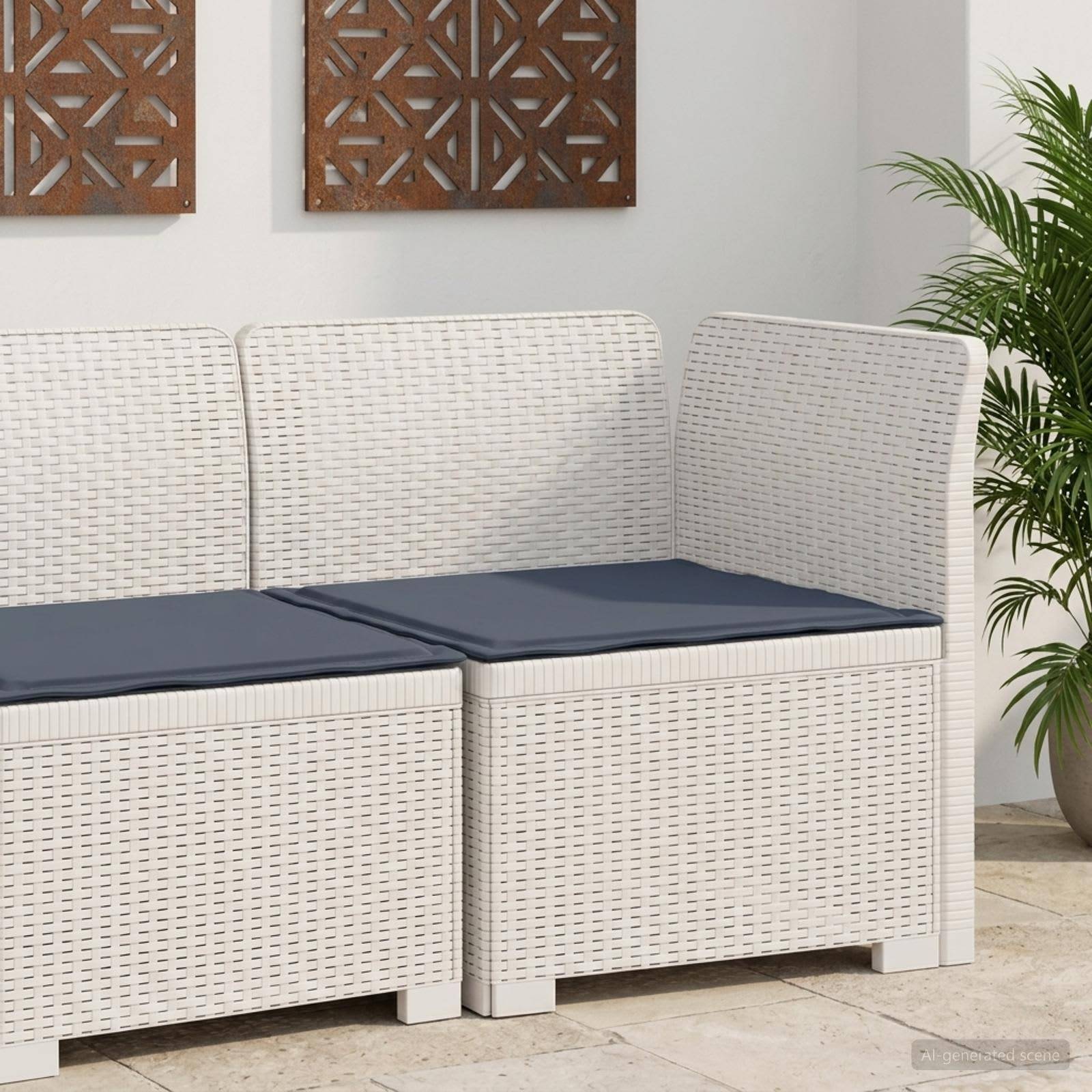 1-personers Havemøbelsofa med Pude Rattan Look PP Hvid