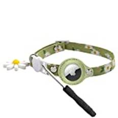 viviweek 8 st kattspårare GPS-halsband för små katter, Airtag katthalsband med krysantemum, GPS-hundspårare justerbart läder för kattungar och valpar (färg: grön)