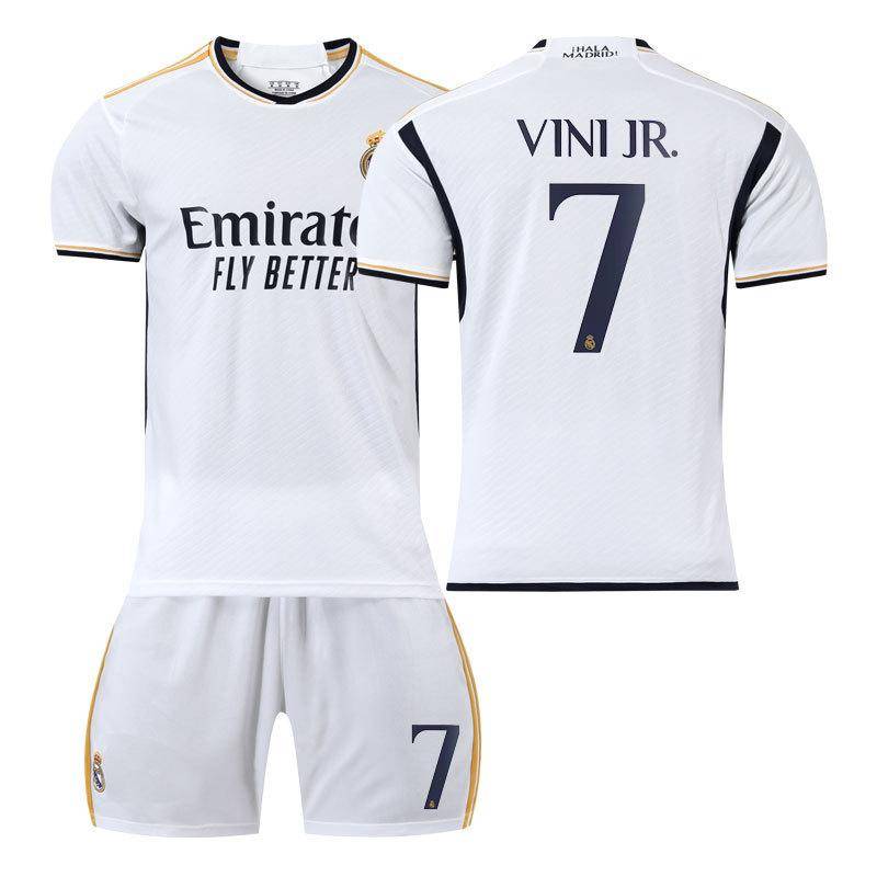 2023-24 Real Madrid hemmatröja #9 Mbappe #5 Bellingham #7 Vinicius, supporterversion Fotbollströjor