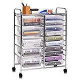 COSTWAY Rullvagn med 15 stapelbara lådor, lådvagn rullbehållare med metallram och förvaringsyta, badrumsrullvagn, förvaringsvagn för kontor, vardagsrum, 62,5 x 37 x 87 cm
