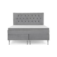 Royal Velvet Komplett Sängpaket 180x200 cm - Ljusgrå med Höga Silverben Kontinentalsäng