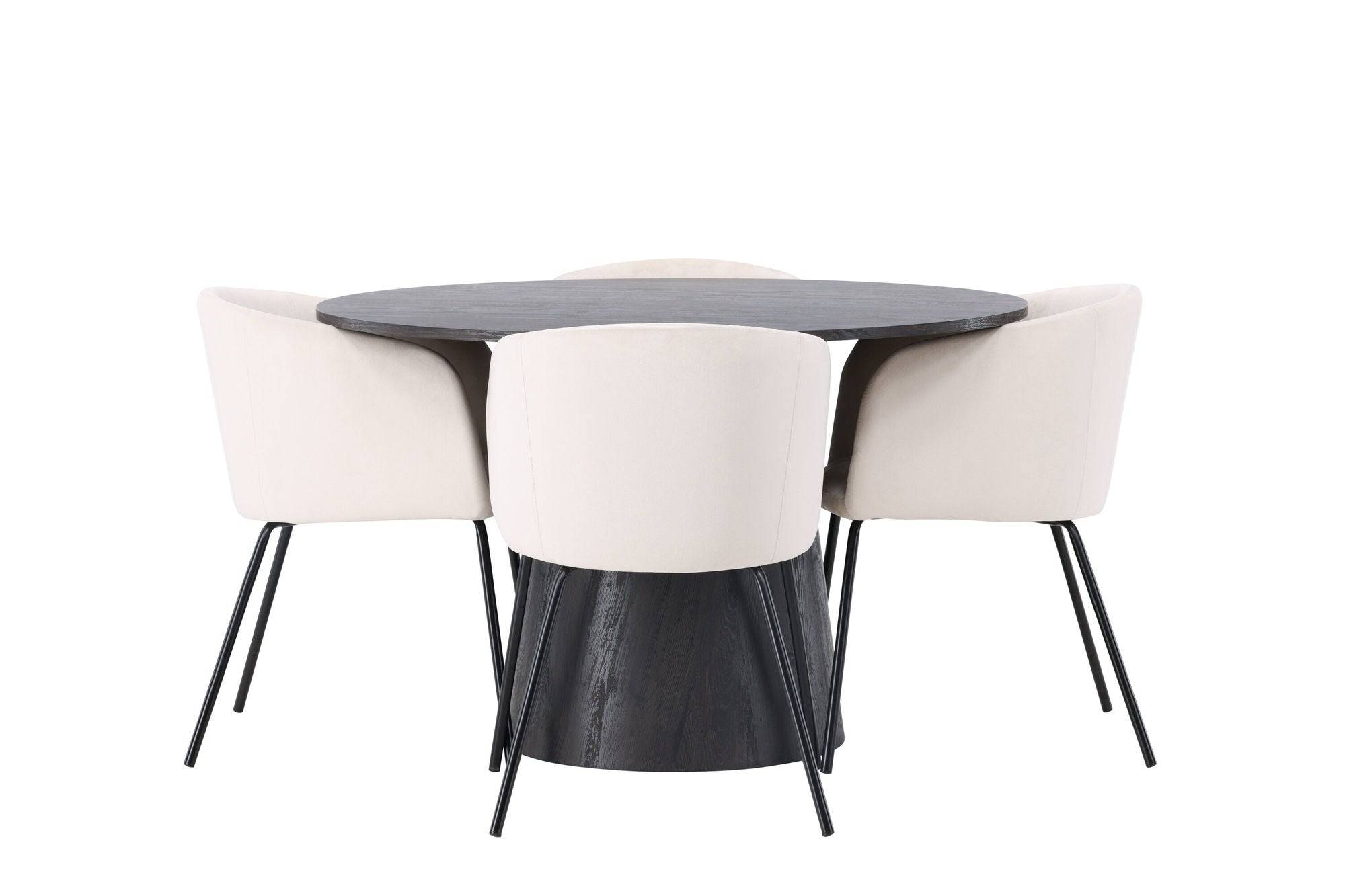 Venture Home Lanzo spisebord 120 - Mocca/Mocca +Berit stol - Black / Beige Velvet _4