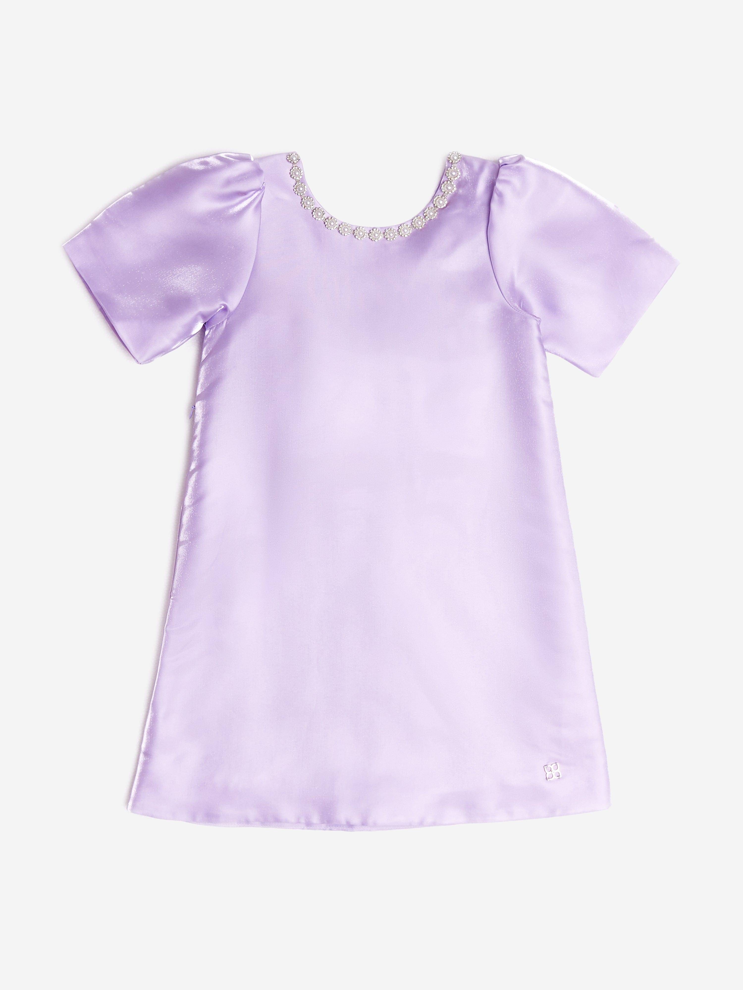 BCBGMAXAZRIA Girls A-Line Satin Dress in Purple - Purple / 8 Yrs (8 Yrs)