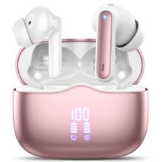 Bluetooth Kopfhörer, Kopfhörer Kabellos Bluetooth 5.3 In Ear Kopfhörer mit 4 ENC Mic, Kabellose Kopfhörer Tiefer Bass 40Std Wireless Earbuds Noise Cancelling, IP7 Wasserdicht, LED-Anzeige, Roségold