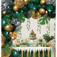 Jungle Safari Tema Tropisk Salvie Grøn Balloner Baby Shower Festartikler Dekorationer 1. Fødselsdagstema Drenge Piger