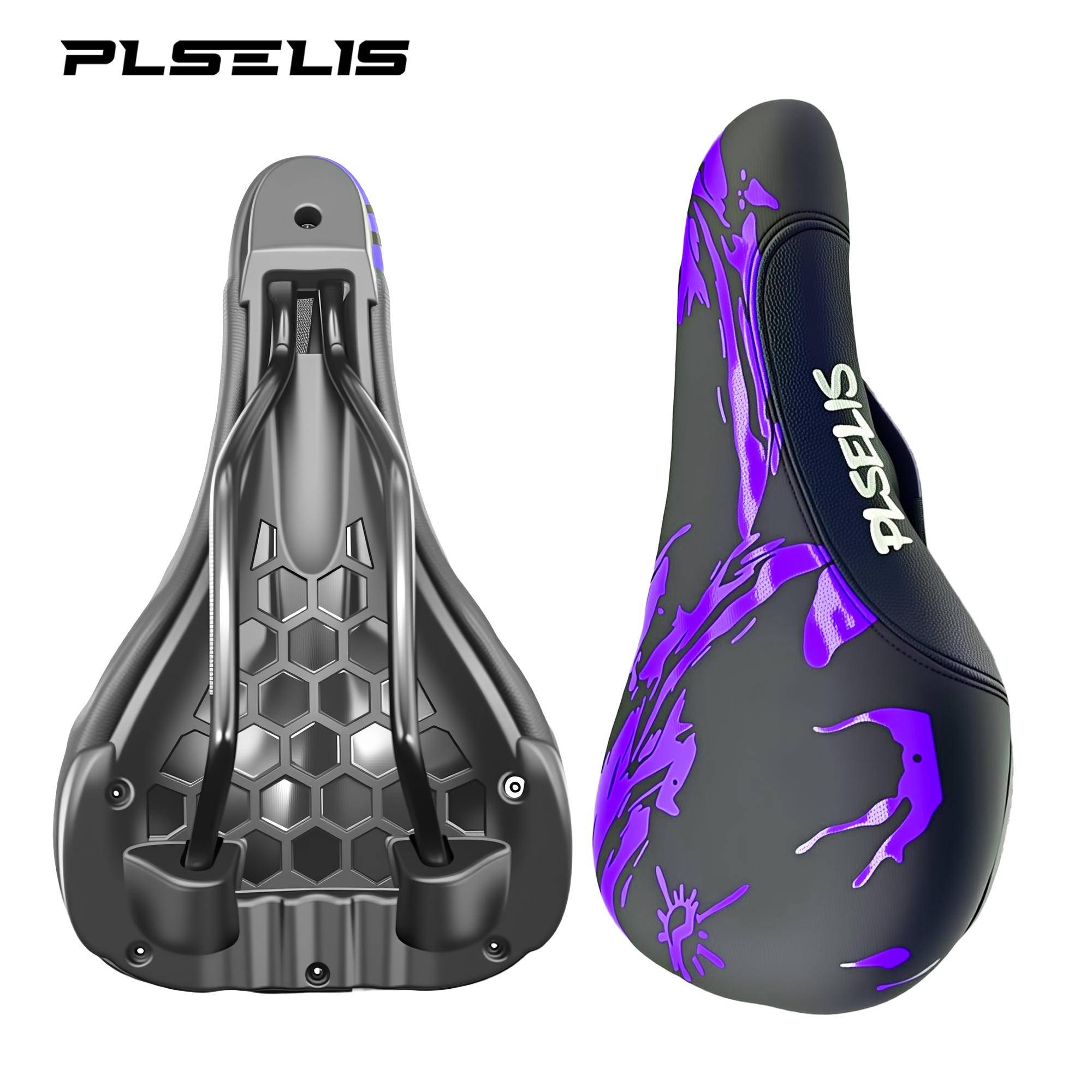PLSELIS MTB Cykelsadel, Yta av PU-läder, Bas av Nylon, Mjuk Svampvaddering. 290g Lätt, Bekväm för Långa Turer.