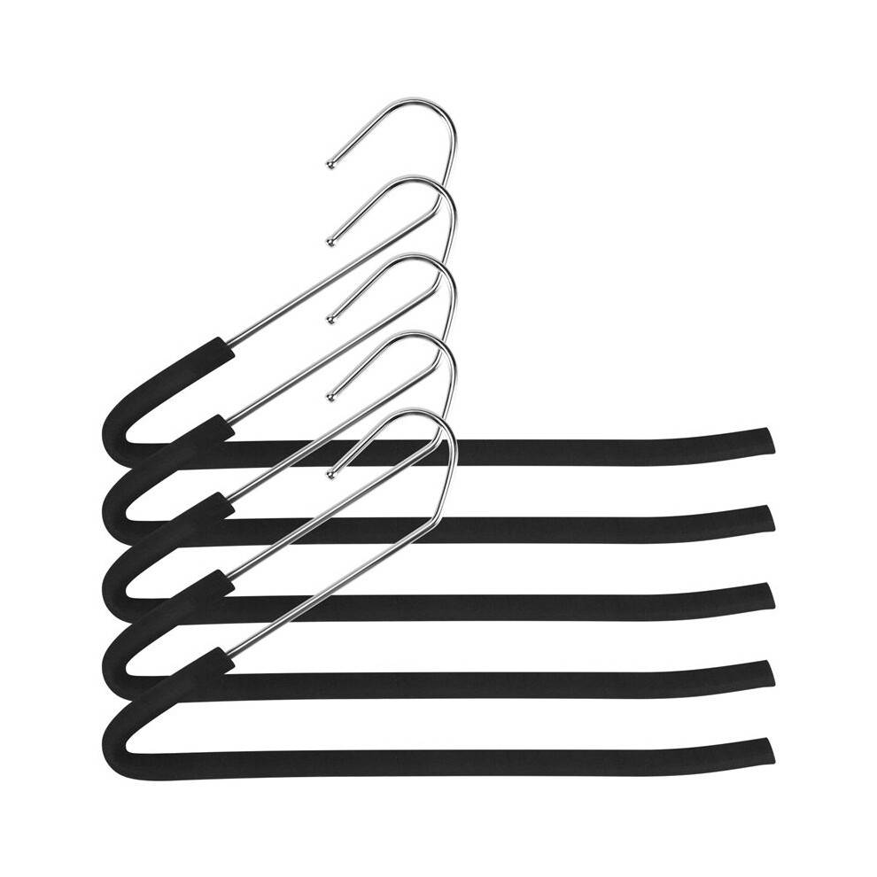 Open End Trouser Hangers Slack Pant Hanger with Non-Slip Foam Coated Black 5-Pack