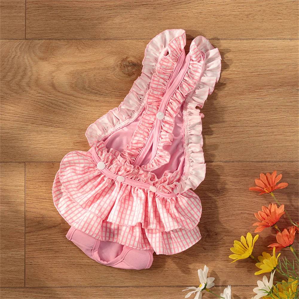 Female Dog Physiological Pants with Cute Print - Pink Plaid / S-suit 1-2.5kg / SPC (S-suit 1-2.5kg)