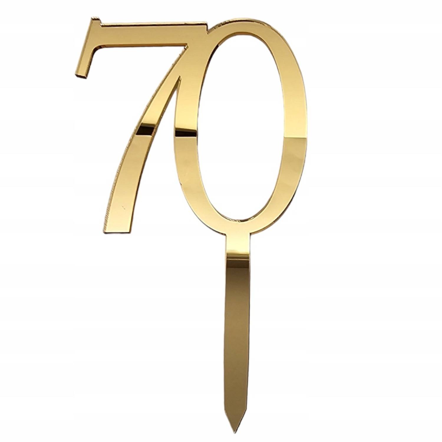 1pc Golden Acrylic Cake Topper For 70th Birthday, Anniversary & Retirement Party Decor - Reusable Elegant Cake Insert,halloween, Christmas