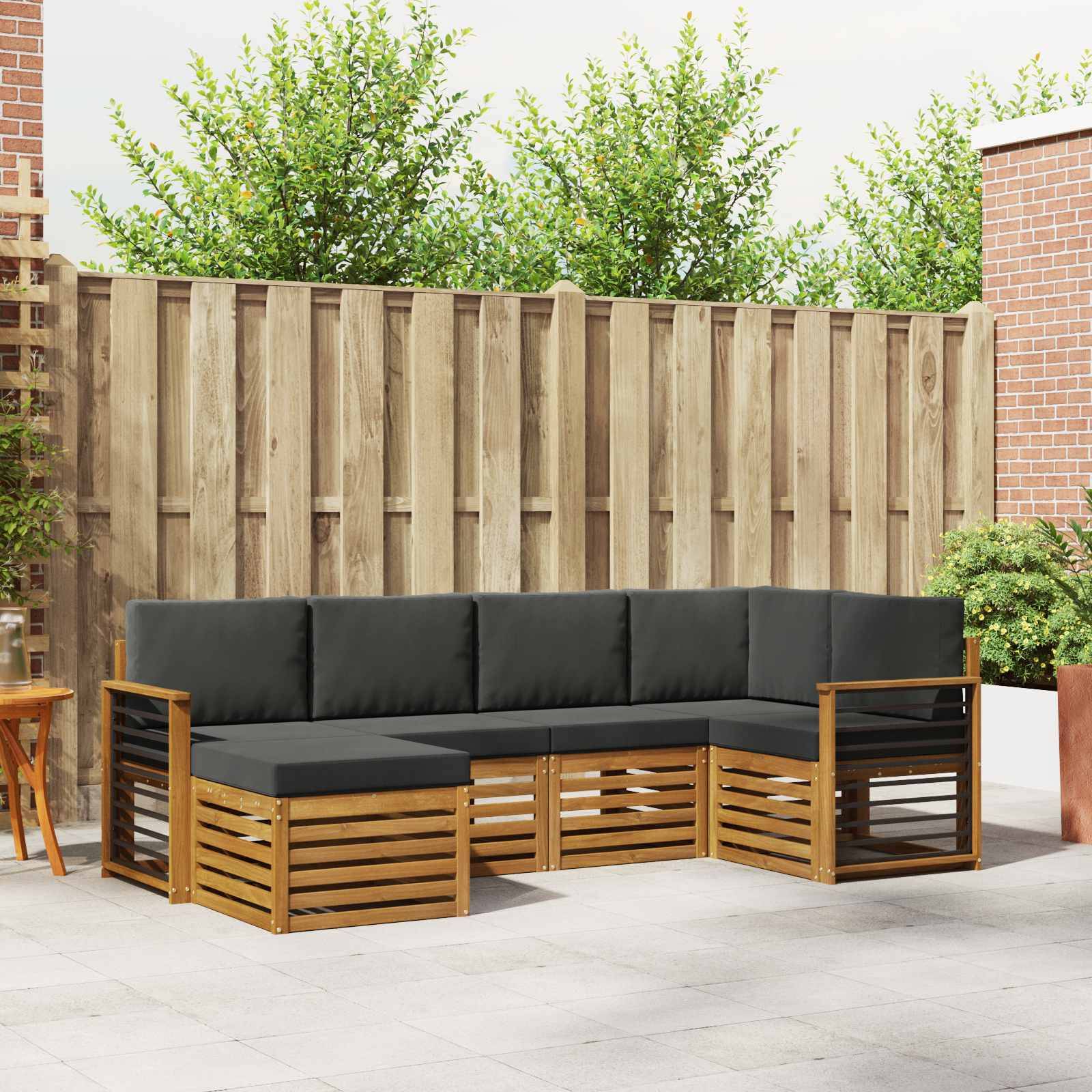vidaXL Udendørs sofagruppe 6 stk. Naturlig og Antracit Polyester