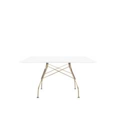 Kartell - Glossy Square Table 4567 130x130, Gold, White Polyester - Spiseborde - Antonio Citterio - Hvid - Naturmateriale/Metal