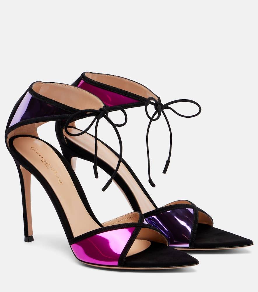 Gianvito Rossi Confetti suede-trimmed metallic leather sandals - pink - EU 34