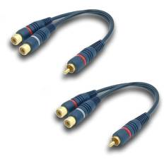 RCA Audio Kabel Splitter RCA Y Adapter Kabel 20cm RCA til JACK 1 Han til 2 Hun RCA Kabel til Subwoofer Phono(RCA Y Kabel, 2 Stykker, Blå)