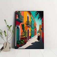 1pc City Street Art Canvas Painting, Watercolor Painting Canvas Wall Art, For Now Home Wall Decor, Gift, No Frame