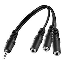 F57S Audio Kabel Splitter Adapter 3,5mm Klinke auf 3X 3,5mm Buchse MP3 Handy PC, 3 Wege Kopfhörer Splitter für PC Gaming Headset, PS4, Xbox One, Smartphones und Laptops, ca. 30cm