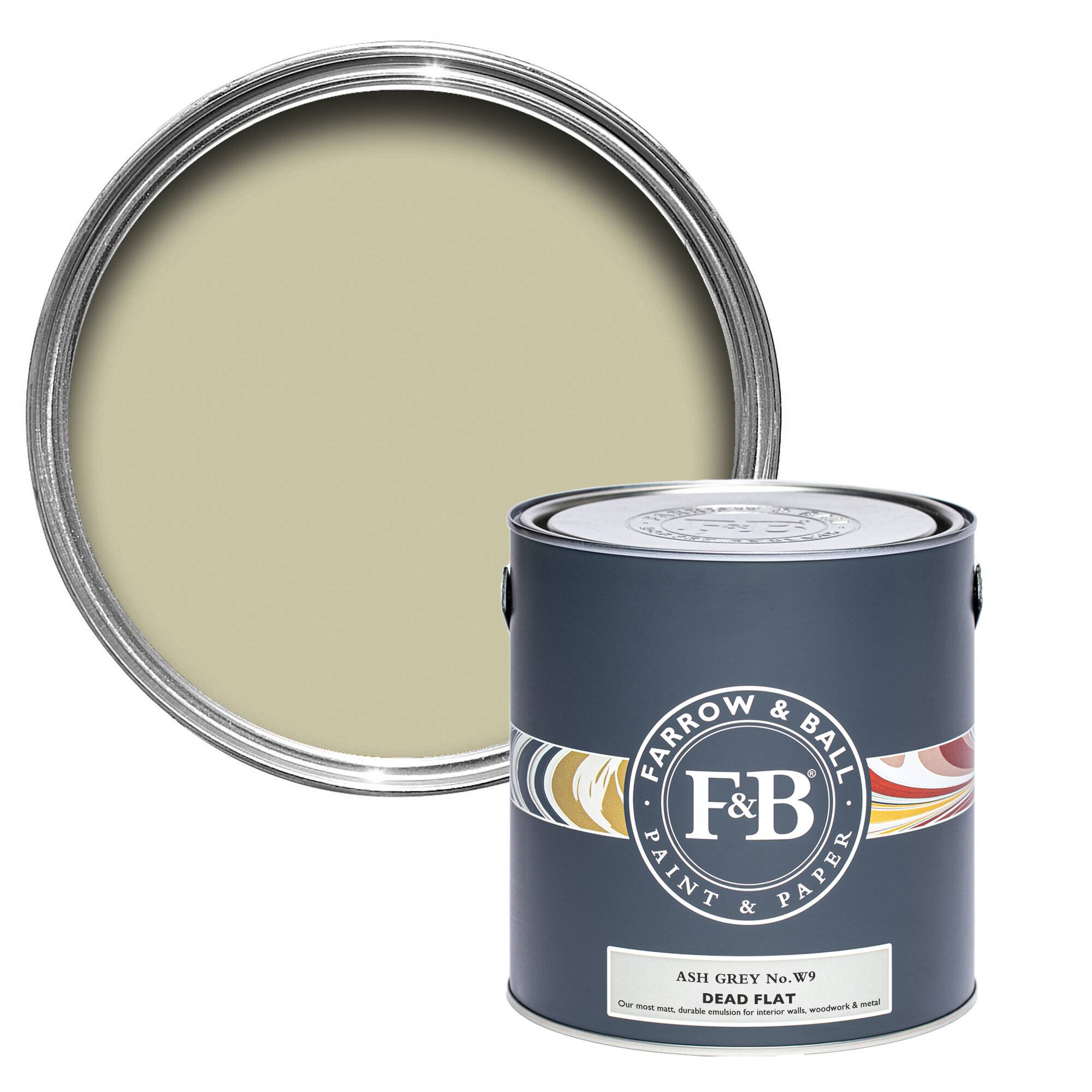 Farrow & Ball Dead Flat Archiv colour - Ash Grey W9 - 0,75l - green/light green/grey