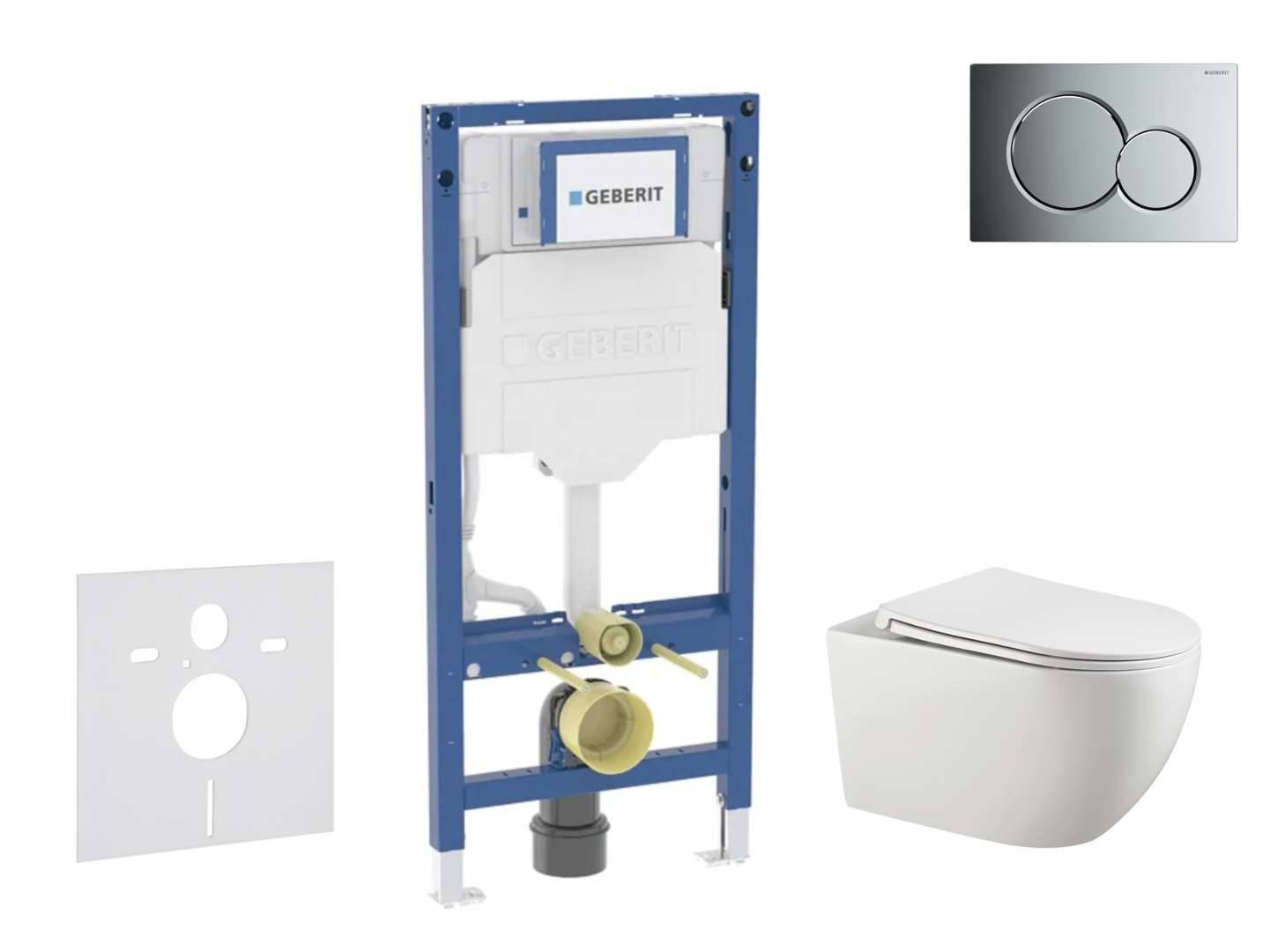 Geberit Duofix - Set med väggmonterad installation, Gaia toalett och mjukstängande sits, knapp Sigma01, blank krom SANI11CA1132B