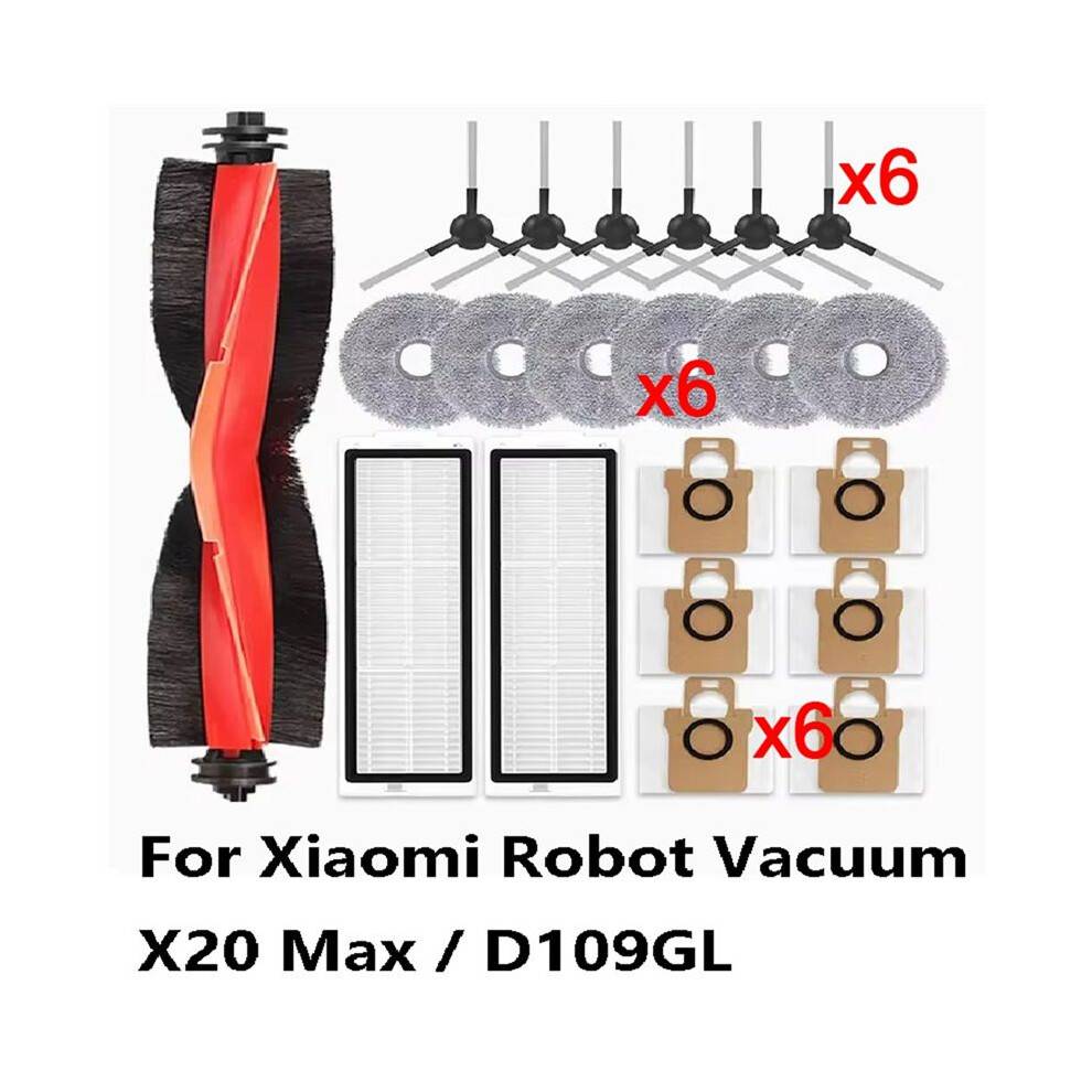 Compatible with Robot Vacuum X20 Max / D109GL Part Accessories Main Brush Side Brush Hepa Filter Mop Cloth Dust Bag