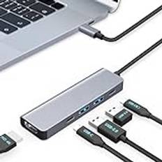 Moman Docking Station, USB C Hub 5 i 1 med 100 W PD, 4K@30 Hz HDMI, 5 Gbps USB 3.0, USB C, USB multiportadapter, flera portar för mus, tangentbord, U-disk, flashdrive, mobil