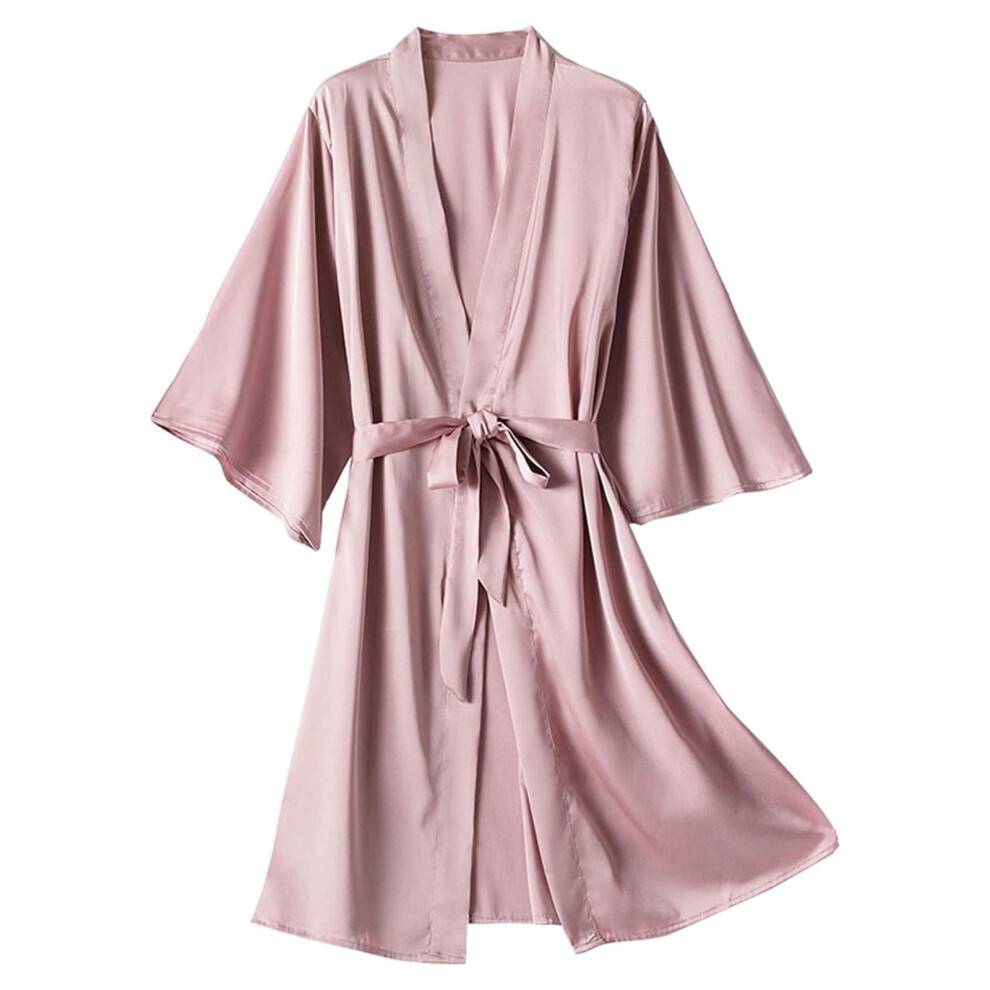 Dame Kort Satin Morgenkåbe Kimono Brud Brudepige Morgenkåbe Klargøring Morgenkåbe Blød Nattøj Spar Stor