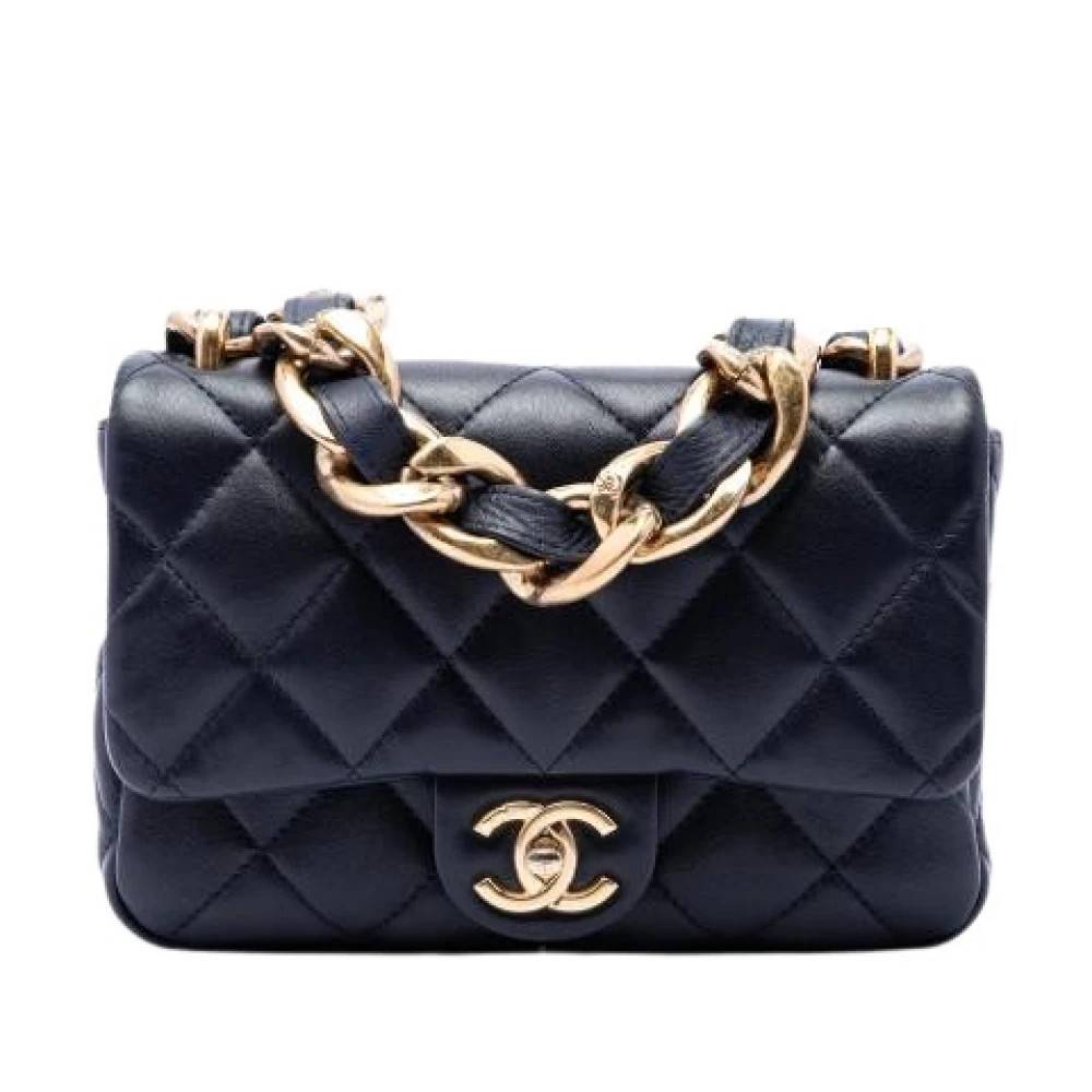 Chanel Vintage Pre-owned Flap Bag - Vintage - Dame - Blå - ONE SIZE - Uld