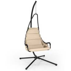 Hængestol med stel & Ekstra stort polstret sæde & Robust metalramme hængekøje beige