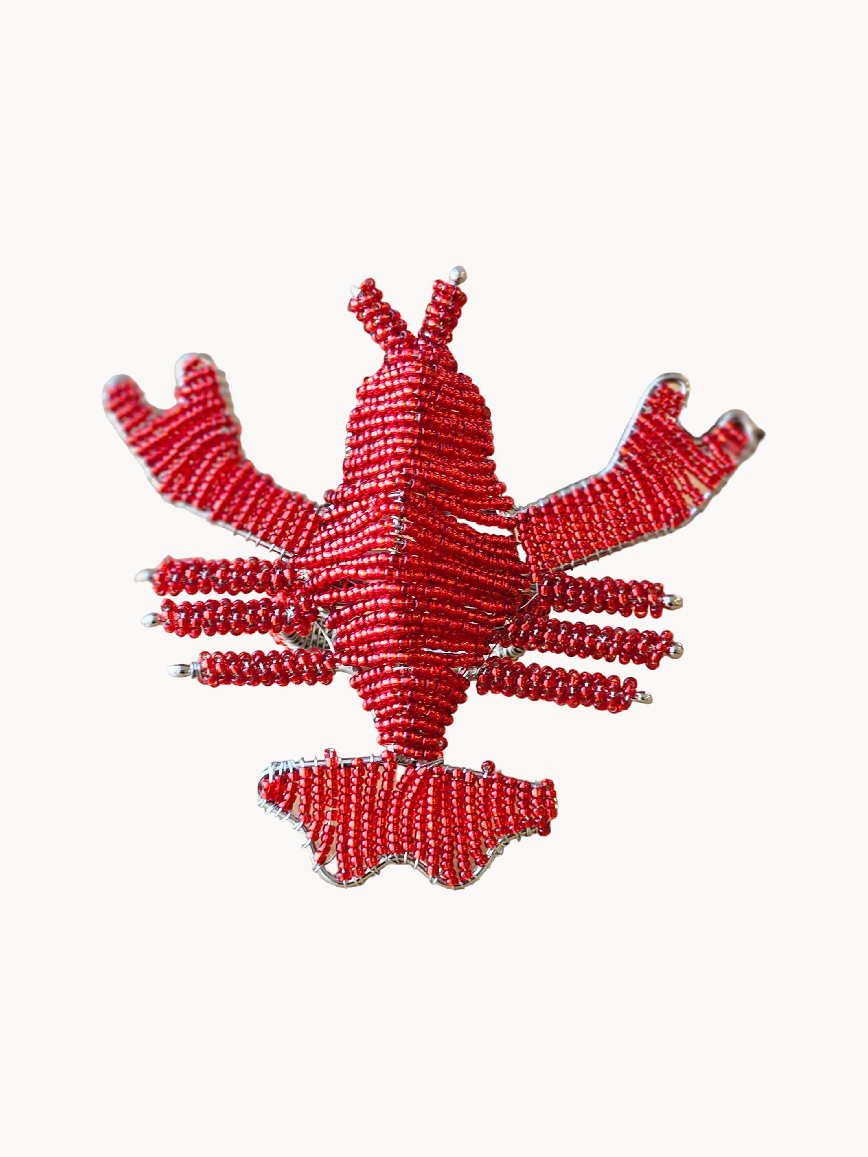 Glaspärla Servettringar Lobster, 2 stycken