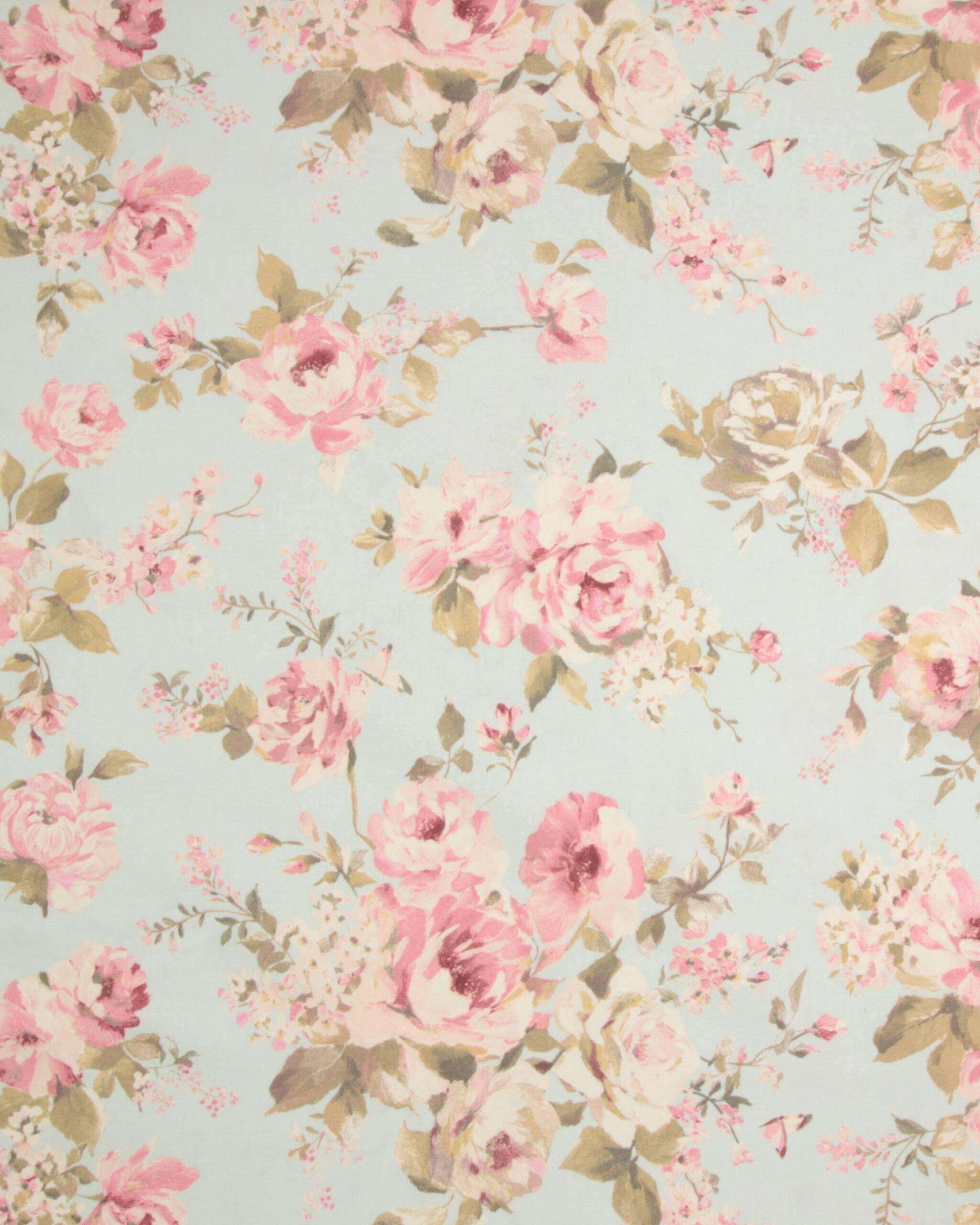 Lyseblå med blomster - Boligtekstil - 20% Polyester, 80% Bomuld
