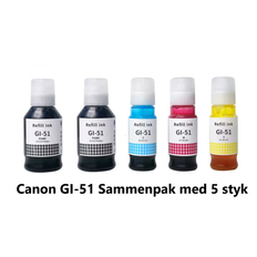 Canon GI 51 Sammenpak med 5 styk kompatibel Blækrefill Indeholder ialt 490ml.