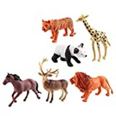 6 stycken vilda djurfigurer små, djurfigurer set bondgård schleich lejon giraff djurmodell plast djur leksaker realistiska skogsdjur pedagogisk pedagogisk leksak barn från 3 4 5 6 år