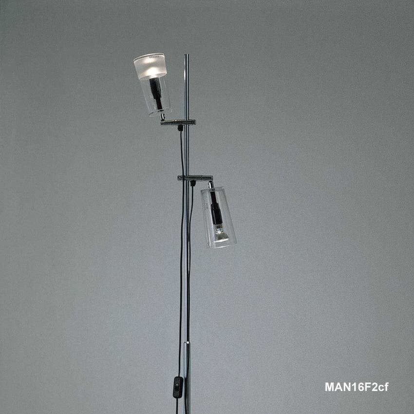 Manhattan golvlampa - Dubbel | 6 varianter | Varianter: MAN16F2cf (1x klart glas + 1x frostat horisontellt band)