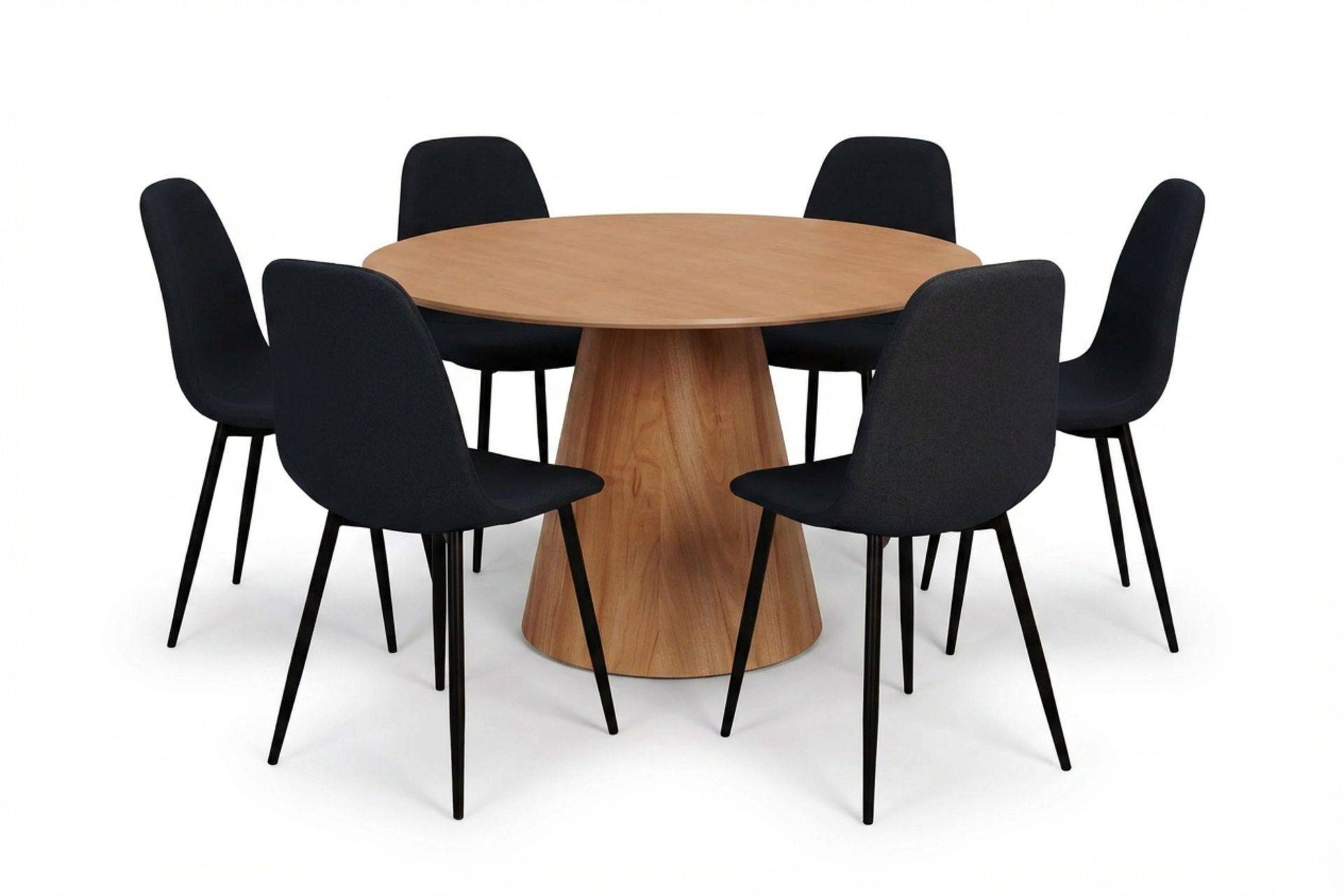 Siena Matgrupp runt 130 cm Ek med 6 Nibe Matstolar - Brun Bark