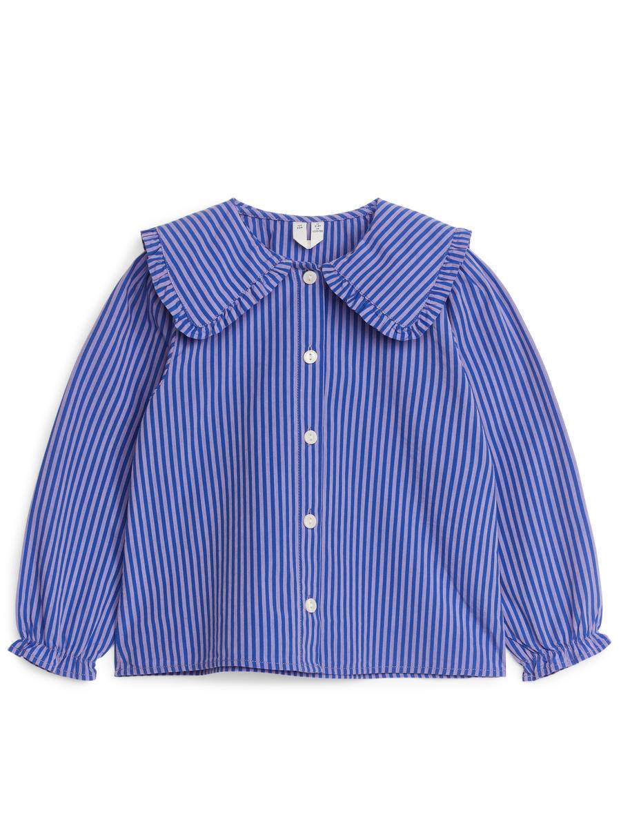 ARKET Frill-Collar Blouse -Blue, 134