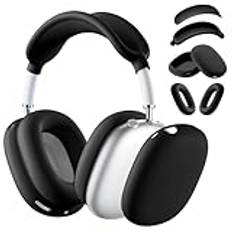 Lerobo Mjukt fodral för AirPods Max hörlurar, Airpods Max öronkoppsskydd/öronskydd skydd/pannbandsskydd/max pannbandsdyna, tillbehör silikon hudskydd för Apple AirPods Max (svart)