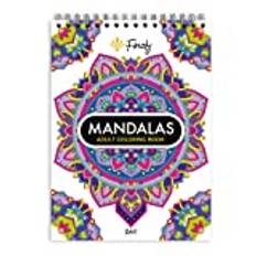 Finoly Mandala Målarbok för Vuxna med 30 Teckningar | Mandalas Färgning Vuxna | Ålarbok för Vuxna | A4 Mandalas Bok | Premiumpapper | Spiralbindning | Dag | Volym I