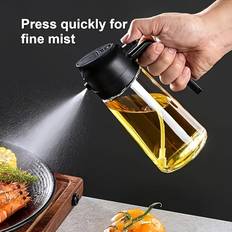 TEMU 1pc Leak-proof Olive Oil Spray Bottle - Dual-use Plastic Dispenser Mist & Pour Spout, Bpa-free, Ideal For Salads, Bbq & Cooking, -wash, Round Shape, Oil Sprayer Bottle For Cooking