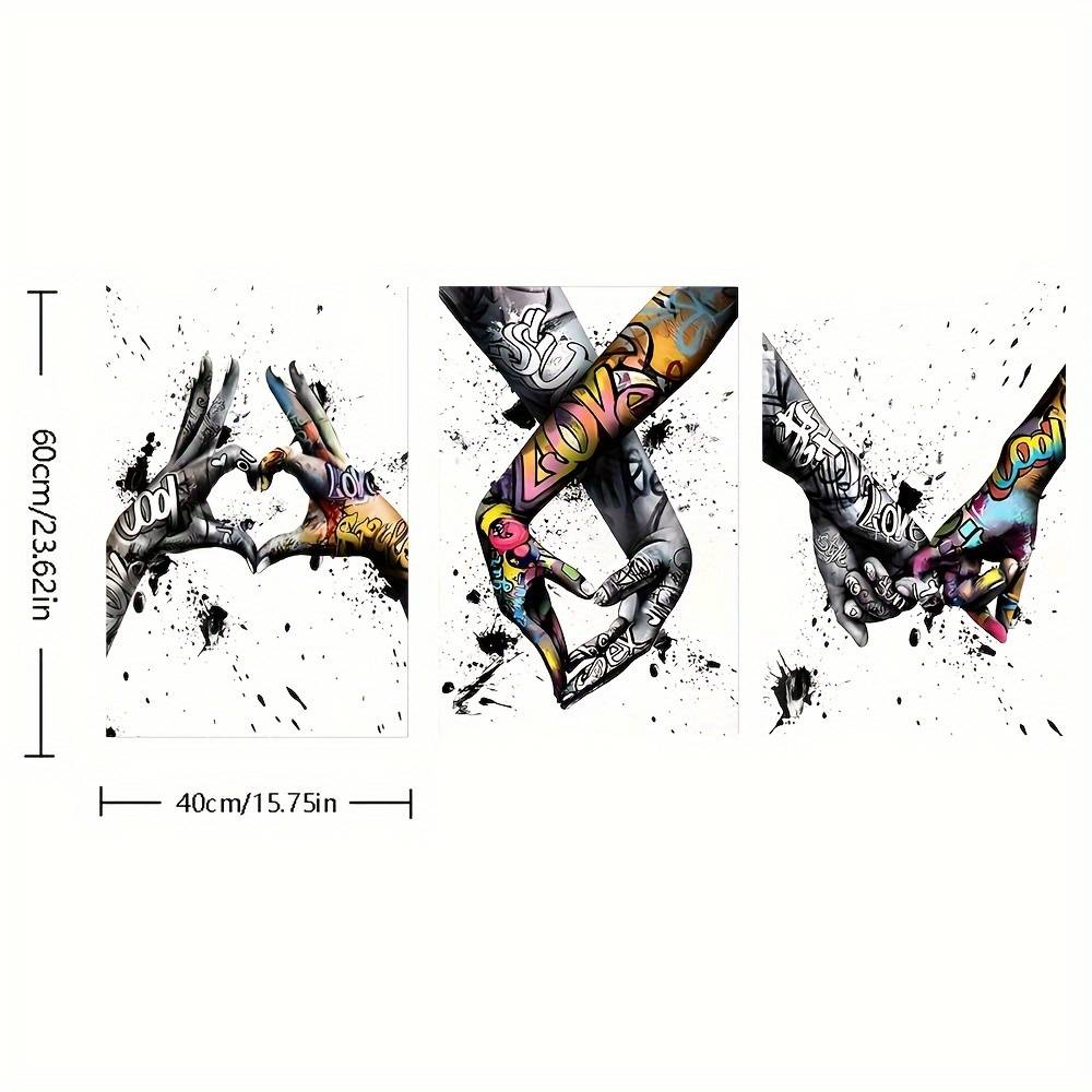 TEMU 3pcs Cloth Painting A Of Than Heart Canvas Painting Wall Art Decoration Poster Painting Room Decoration, Office Decoration, Gifts, Living Room, , Bedroom, Study Wall Decoration (no Frame)