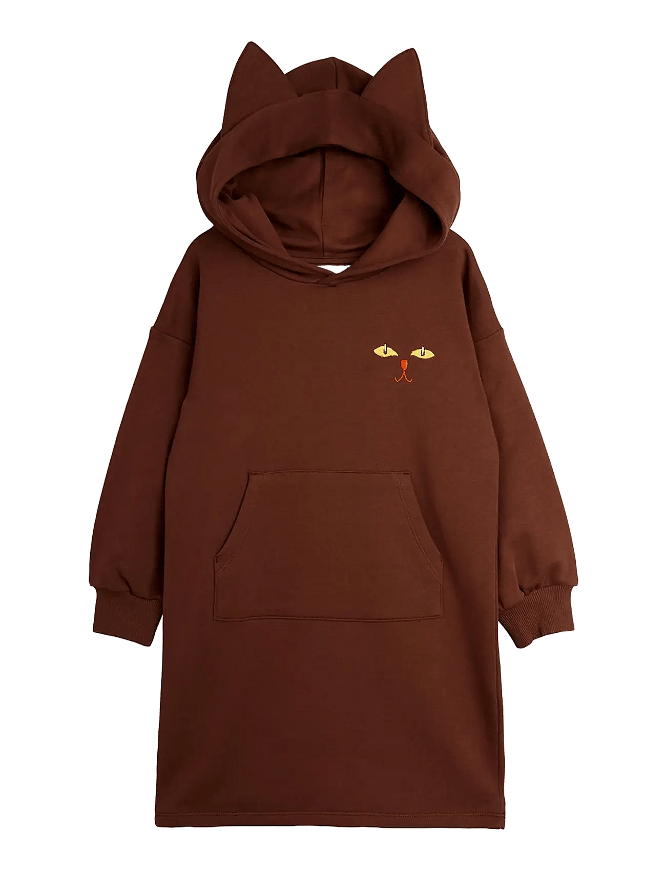 Mini Rodini Cat Ears Hoodie Sweatdress - Brown - 116/122