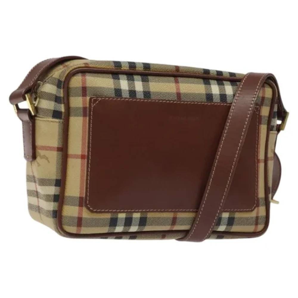 Burberry Vintage Pre-owned Laeder skuldertasker - Vintage - Dame - Beige - ONE SIZE - Uld