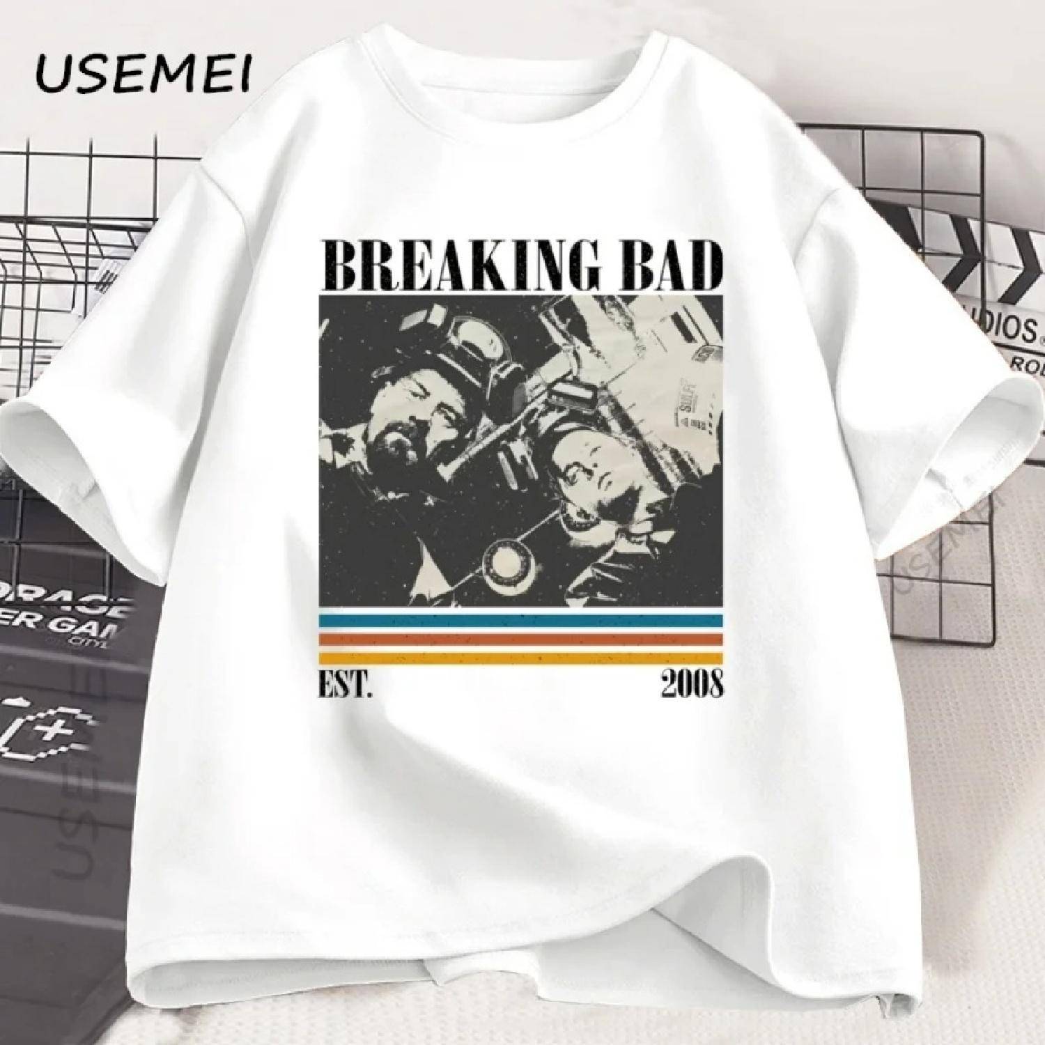 Breaking Bad T-shirt Casual Kortärmad Vintage T-shirt Mode T-shirt Bomull Lös Överdimensionerad Kortärmad T-shirts Kläder cm vit