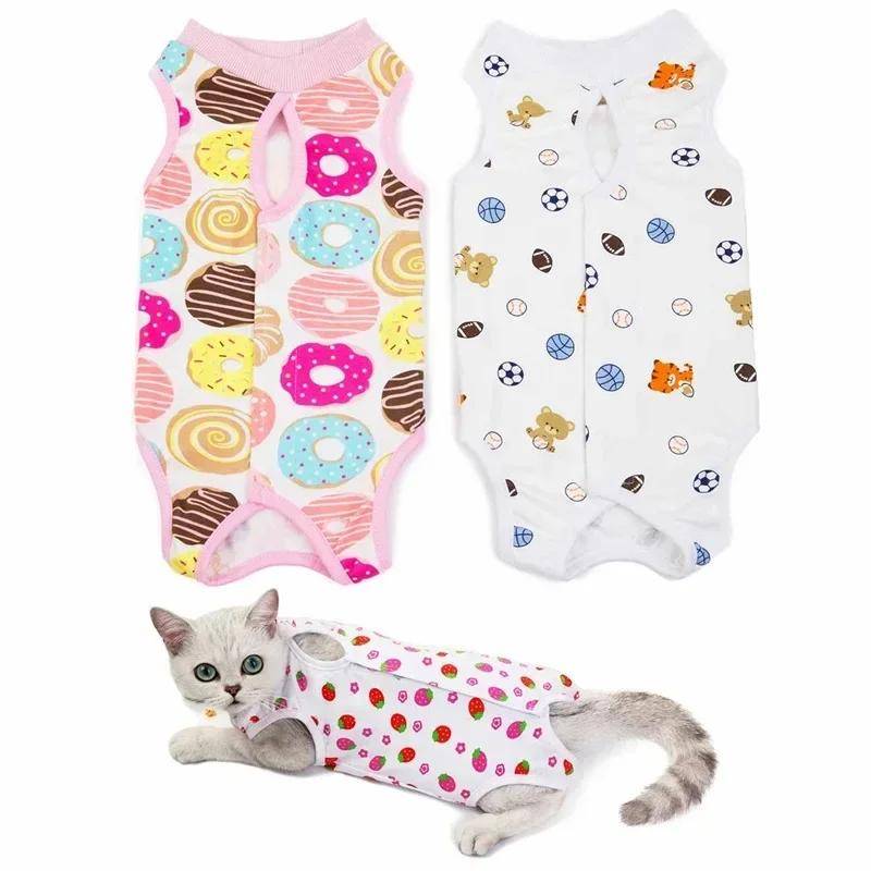 Katt Hund Kirurgidräkt Postpartum Hygien Bodysuit Husdjur Sterilisationskläder Postoperativ Väst Anti-Av Rivning Anti-bett För Valp Kattunge