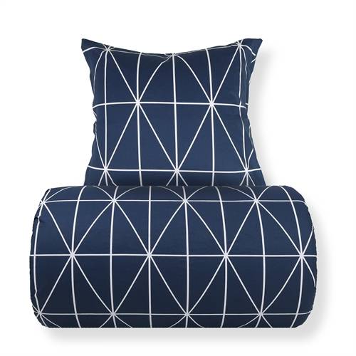 Sängkläder 140x220 cm - 100% bomull - Blått med vita harlekinrutor