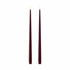 Deluxe Homeart Real Flame LED Kertelys m. lak - 2 stk. - Ø 2,2 x H 38 cm - Stearin - Violet