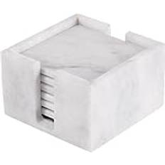 Radicaln underlägg för drycker fyrkantig vit handgjord marmor 8,5 cm underlägg för modern skrivbordsinredning och utomhuskök - bilunderlägg