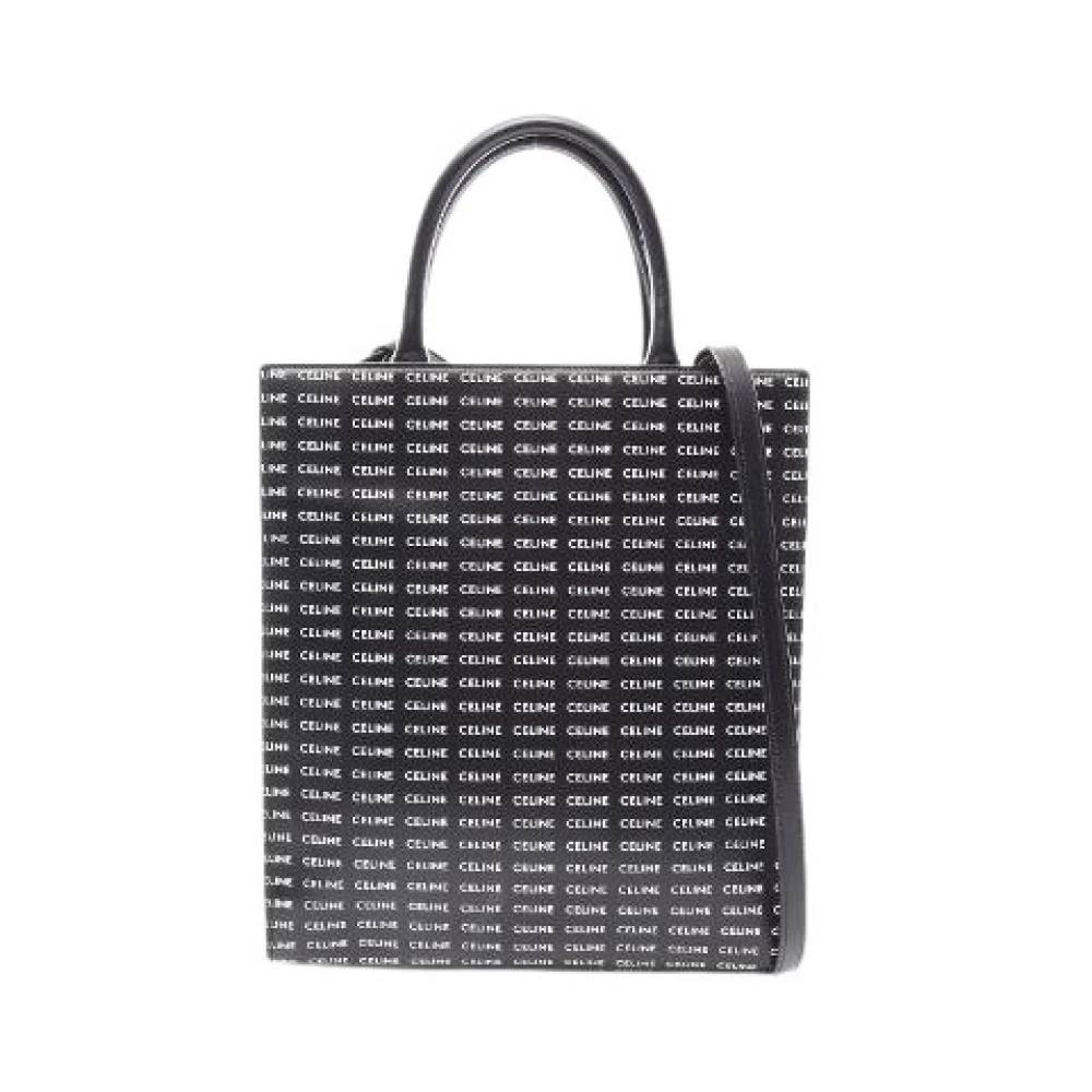 Celine Vintage Pre-owned Small Vertical Cabas Triomphe Coated Canvas Tote Bag - Vintage - Dame - Sort - ONE SIZE - Uld