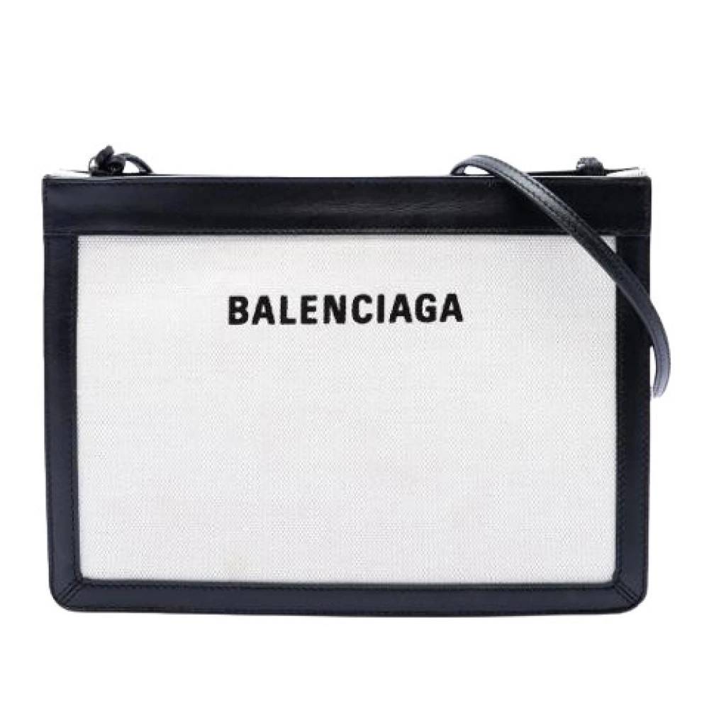 Balenciaga Vintage Pre-owned Navy Pochette Crossbody Taske - Vintage - Dame - Beige - ONE SIZE - Uld